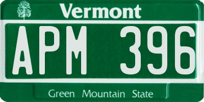 VT license plate APM396