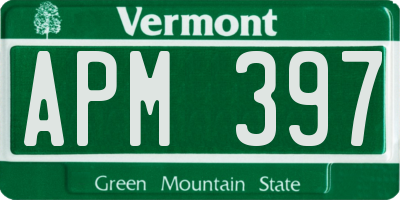 VT license plate APM397