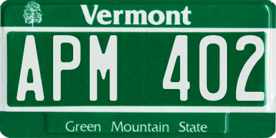 VT license plate APM402