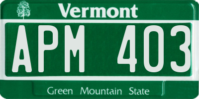 VT license plate APM403