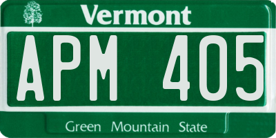 VT license plate APM405
