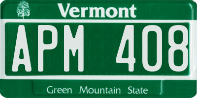 VT license plate APM408