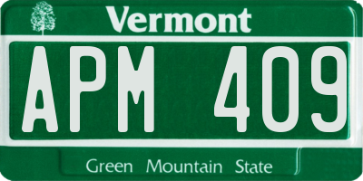 VT license plate APM409