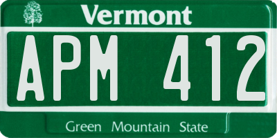 VT license plate APM412