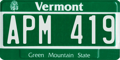 VT license plate APM419