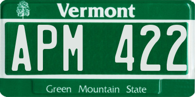VT license plate APM422