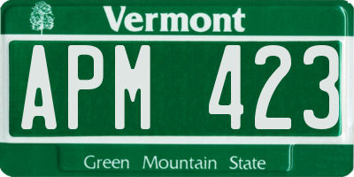 VT license plate APM423