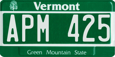 VT license plate APM425