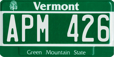 VT license plate APM426
