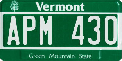 VT license plate APM430