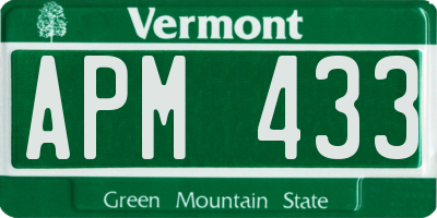 VT license plate APM433