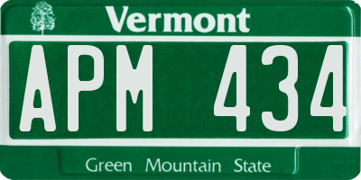 VT license plate APM434