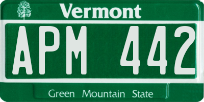 VT license plate APM442