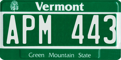 VT license plate APM443