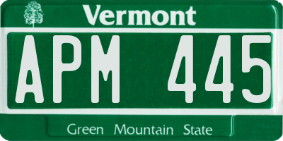 VT license plate APM445
