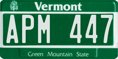 VT license plate APM447