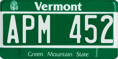 VT license plate APM452
