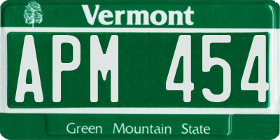 VT license plate APM454