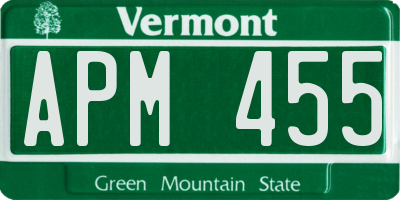 VT license plate APM455