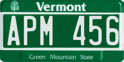 VT license plate APM456