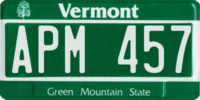 VT license plate APM457