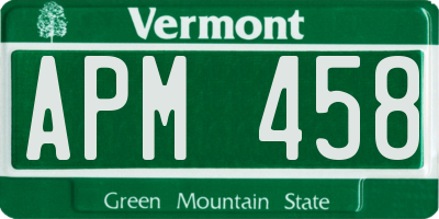 VT license plate APM458