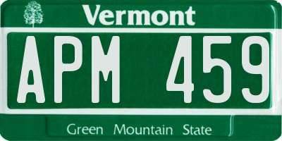 VT license plate APM459