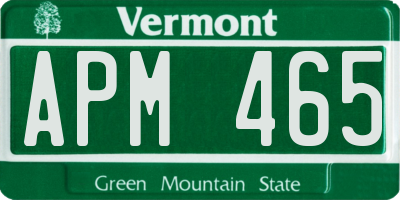 VT license plate APM465