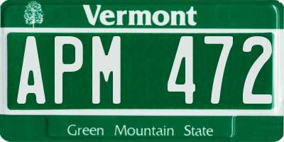 VT license plate APM472