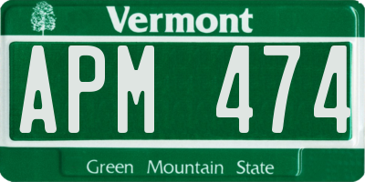 VT license plate APM474