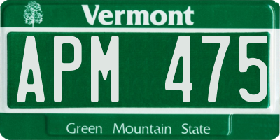 VT license plate APM475