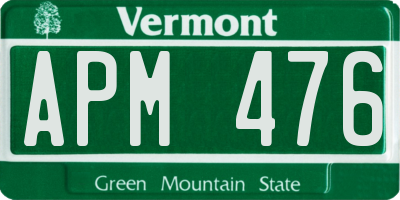 VT license plate APM476