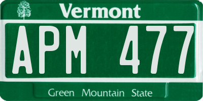 VT license plate APM477