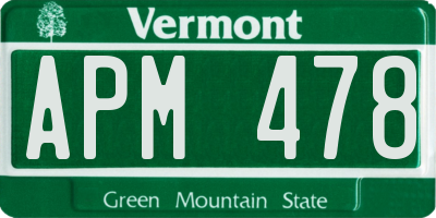VT license plate APM478