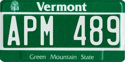VT license plate APM489