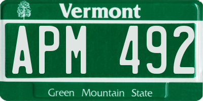 VT license plate APM492