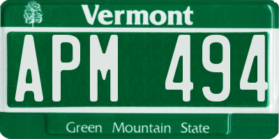 VT license plate APM494