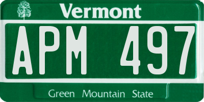 VT license plate APM497