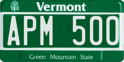 VT license plate APM500