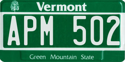 VT license plate APM502