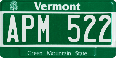 VT license plate APM522