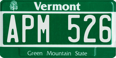 VT license plate APM526