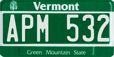 VT license plate APM532