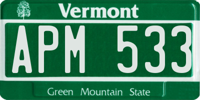 VT license plate APM533