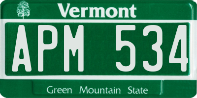 VT license plate APM534