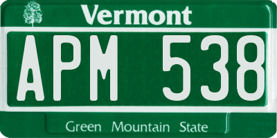 VT license plate APM538