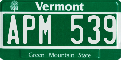 VT license plate APM539