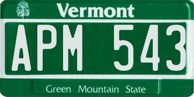 VT license plate APM543