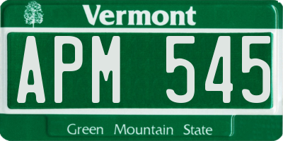VT license plate APM545