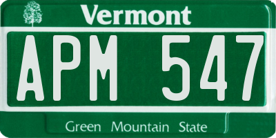 VT license plate APM547